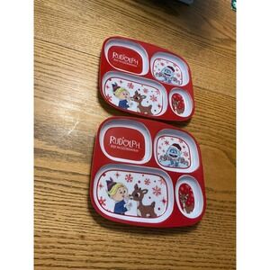 Rudolph The Red Nosed Reindeer Divided Toddler Kids Plate 2 Pack BPA Free